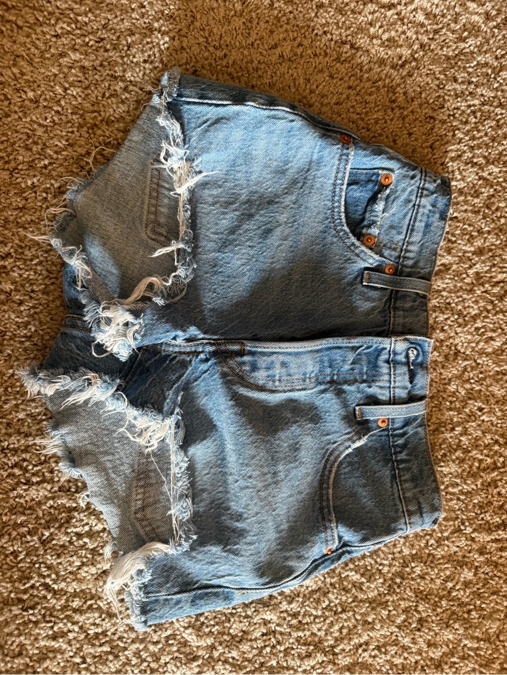 Levi's Distressed Light Blue Denim Jean Shorts